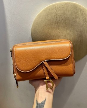 디올 새들 더블 파우치 