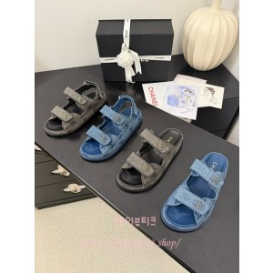 샤넬 벨크로 슬리퍼 샌들 (2color)