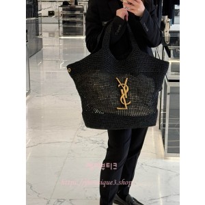 생로랑 라피아 마크라메 소재의 oxalis 숄더백