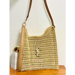 생로랑 라피아 마크라메 소재의 oxalis 숄더백