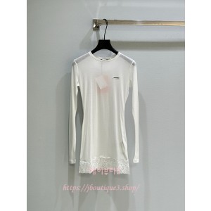 미우미우 긴팔 레이스 원피스 티셔츠