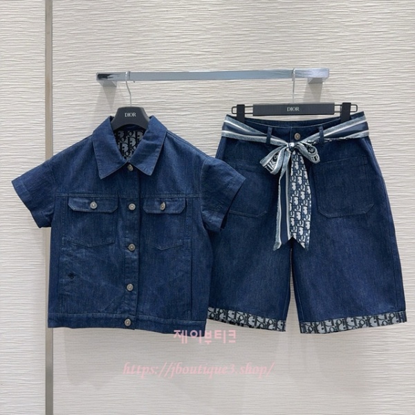 디올 반팔 데님 셔츠