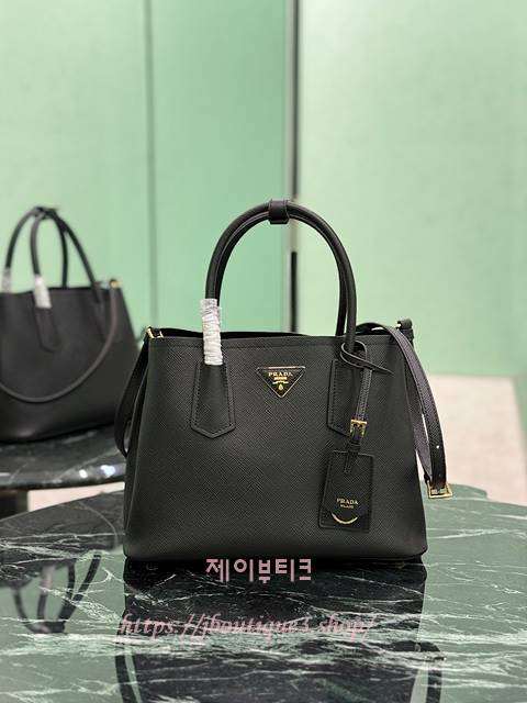 프라다 두블레 스몰 사피아노 가죽 핸드백