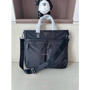 프라다 리나일론 및 사피아노 가죽 토트백