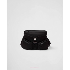 프라다 리나일론 및 가죽 숄더백