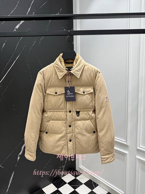 몽클레어 남성 레치 코듀로이 다운 셔츠 자켓
