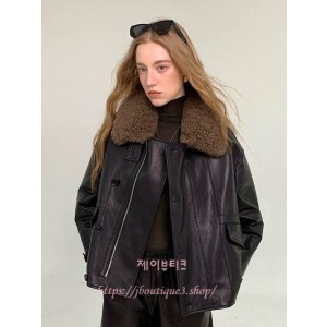 르메르 레더 시어링 카라 블루종 자켓