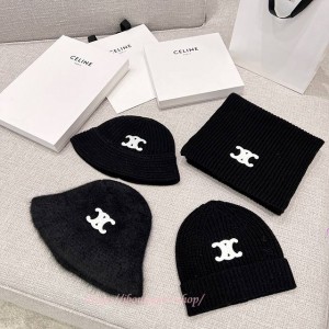 셀린느 비니 버킷햇 머플러