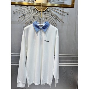 미우미우 코튼 피케 폴로 셔츠