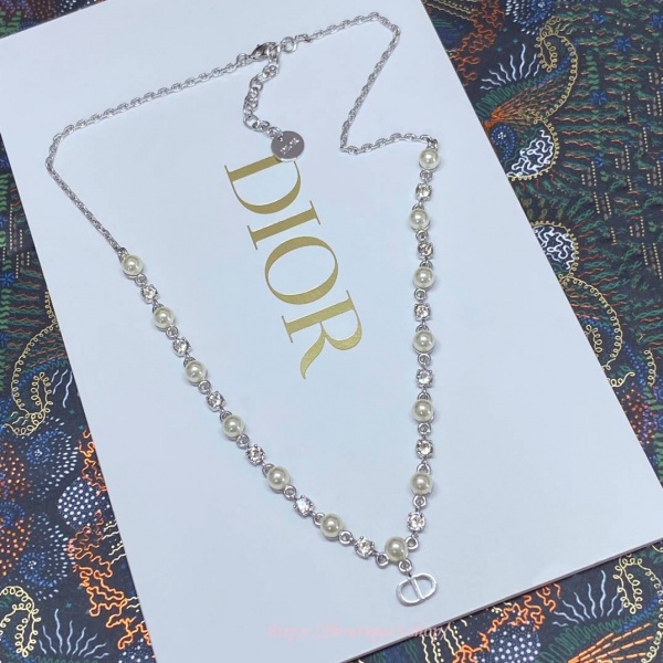 디올 쁘띠 CD 체인 진주 목걸이 (2color)