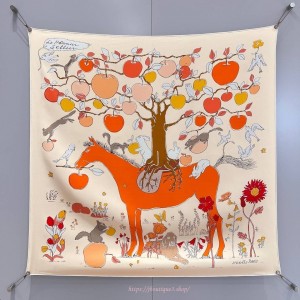 에르메스 Le Pommier Sellier 스카프 90