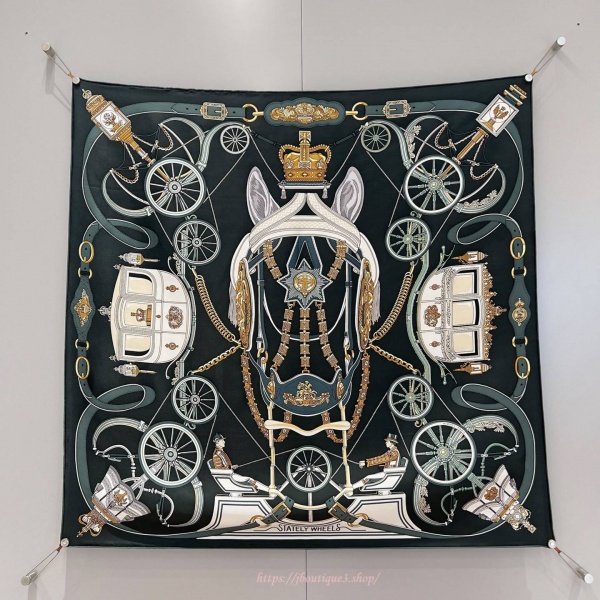 에르메스 Stately Wheels 스카프 90