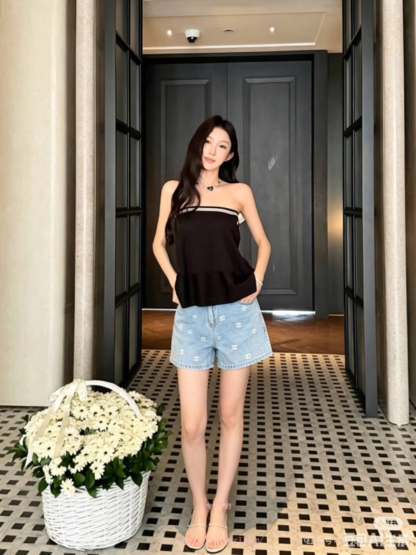샤넬 데님 숏 팬츠