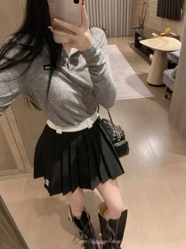 미우미우 립 조직 저지 폴로 셔츠
